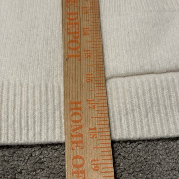 Zara Women L Cardigan Sweater 100% Wool Cropped Knit V-Neck Gold Buttons Ivory - Picture 11 of 12